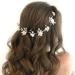 Edary bridal jewelry silver-colored wedding hair flower bridal hair part leaf party hair accessories crystal hair jewelry rhinestone head jewelry for women and girls