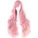 YEESHEDO 32 Inch Long Wavy Curly Cosplay Wig with Bangs - Heat Resistant Synthetic Hair for Women - Pink - Buy Online on GoSupps.com