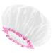 Mikimini white shower hood waterproof reusable double-layer bathing hair hood with soft comfortable peva feed cute light-resistant and stretchy shower hat medium-sized medium (1 piece) white+pink tip