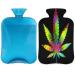 Colorful hot water bottle with a fluffy cover 2 l large capacity leaf bottle water bag for cozy nights relief from pain back neck and shoulders