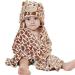 Baby Hooded Bathrobe Animal Bathrobe Fleece Blanket (Brown Giraffe) Flannel Brown Giraffe