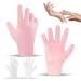 Moisturizing silicone gloves spa gel gloves silicone sleeping gloves reusable for female hand care repair dry cracked rough rough soft (2 pair of pink & white) 2 pair - pink white
