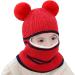 Crazy Bean Kids 3-in-1 Winter Hat & Scarf Set | Toddler Knitted Beanie | Red Windproof Hat | Boys Girls One Size - Buy Online on GoSupps.com
