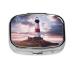 Beauty Lighthouse Printing 2 Compartment Small Pill Case Cute Small Pill Box Purse Pill Boxs Travel Pill Organizer for Pocket Purse and Travel Gifts