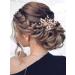 Heread Pearl Bride Wedding Hair Pins Crystal Bridal Head Piece Rhinestones Hair Accessories for Women and Girls (A Rose Gold)