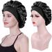 AliLeader 2Pcs Silk Hair Bonnet for Sleeping - Black+Pink Satin Cap for Curly Hair - Elastic Band Soft Hair Wrap for Women - Buy Online on GoSupps.com