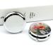 Round Pill Box Watercolor Print - 3 Compartment Portable Medicine Organizer | Decorative Metal Pocket Pill Case - Buy Online on GoSupps.com
