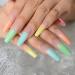 Rainbow Ombre Coffin Fake Nails Set - Glossy Nude Ballet Acrylic False Nail Tips for Women - Buy Online on GoSupps.com