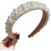 Pearl Headband for Women Girls Rhinestones Bridal Wedding Headpieces Wide Hairbands White Hair Hoop Hair Styling Accessories - Buy Online on GoSupps.com