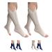 Open Toe 15-20 mmHg Compression Zipper Leg Socks White Navy 2 Pairs Large-X-Large White