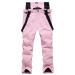 HOUZONIY Bib Snow Pants for Women Waterproof Insulated,Ski Pants with Detachable Powder Skirt and Suspenders for Winter Sport Pink Small