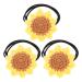 Beaupretty Hair Ties For Girls 3 Pieces Handmade Sunflower Hair Ties Sunflower Hair Ropes Flower Ponytail Holder Sunflower Hair Rubber Bands