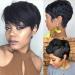 Iianaebeh Short Black Wavy Pixie Cut Human Hair Wig with Bangs for Women - 1B Color - Buy Online on GoSupps.com