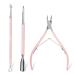 Makartt Cuticle Trimmer with Cuticle Pusher, 3 PCS Pink Nippers Nail Cuticle Professional Pedicure and Manicure Tools with Stainless Steel Cuticle Nipper, Dual End Cuticle Pusher, and Nail Scraper 3pcs
