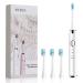 BTBSZ Sonic Electric Toothbrushes  Sonic Electric Toothbrushes Travel-Friendly Design 4 Modes 16 Gears with 4 Brush Heads USB Fast Charge Built-in Smart Timer for Adults and Kids White
