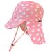 weVSwe Baby Toddler Sun Hat UPF 50+ Swim Cap Flap Neck Protection Adjustable Chin Straps UV Sun Protection Hats Pink Heart 12-24 Months