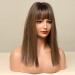 Buy Medium Length Fluffy Straight Synthetic Wig with Bangs - Glueless Natural Ombre Colorful Bob Wig for Women - International Shipping Available - Buy Online on GoSupps.com