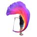 Winged Sirenny Single Spinning Poi Ball with Silk Veil 3 Yards Half Circle, Practice Flag Scarf Poi Streamer, Belly Dance Colorful Flowy Play Silk VOI yellow-orange-red-pink-purple