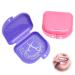 2 pieces of braces bite can spanging dinner braces prosthetic box tooth rail box crispy box box for braces sports toothed devices dentures (purple pink)