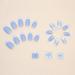 Frosted Blue French Tip Press on Nails with Rhinestone Designs - 24Pcs | Square Acrylic False Nails | Reusable Stick on Nails for Women - Buy Online on GoSupps.com