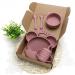 Kadazzel 6 Piece Baby Led Weaning Set - Silicone Plate, Bowl, Utensils, Sippy Cup, Straw, Bib - Pink - Buy Online on GoSupps.com
