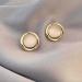 Vintage Gold Cat Eye Stone Circle Stud Earrings | Dainty Chalcedony Bridal Jewelry for Women & Teen Girls - Buy Online on GoSupps.com