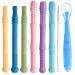 6 pieces of baby bite tube 2 types of bite ring baby dental aid baby food quality bpa-free silicone baby bite ring with 1 piece of cleaning and 1 piece of food quality silicone spoon