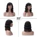 12 Inch Black Mixed Brown Highlights Short Curly Bob Wig with Bangs | Medium Wavy Shoulder Length Wig | Natural Looking Heat Resistant Fiber Hair for Women - BB1201NT - Buy Online on GoSupps.com