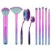 MODA Prismatic 10pc Full Size Deluxe Makeup Brush Set Includes - Foundation Contour Multi-Purpose Powder Fan Eye Shader Smoky Eye Crease Brow and Angle Eyeliner Brushes with Pouch