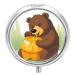 Round Pill Box Bear Eats Honey Print 3 Compartment Medicine Pill Case Print Pill Organizer Decorative Metal Portable Pill Box Pocket Pill Box Style