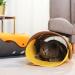 Foldable Cat Tunnels Bed with Holes - DIY Pet Play Mat for Interactive Fun - Grey Yellow Felt Cloth Design for Infinite Extension - Buy Online on GoSupps.com