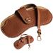 Vintage Leather Eyeglasses Case Holder | Portable Slim Sunglasses Pouch | Soft Glasses Bag for Men & Women - Brown - Buy Online on GoSupps.com