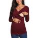 Love2Mi Maternity Nursing Shirt - Short Sleeve V-Neck Breastfeeding T-Shirt XL Weinred - Buy Online on GoSupps.com