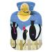 Christmas with cats family hot water bottle with soft fleece cover 2 litre hot water bag for hot and cold compresses