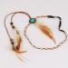 Qisogy Boho Feather Headdress | Beaded Tassel Headband | Turquoise Princess Head Chain | Brown | 48CM - Buy Online on GoSupps.com