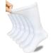 SYOLLAVE Women Diabetic Crew Socks 9-11 (White/3 Pairs) - Non-Binding, Extra Wide Top, Cushioned, Moisture-Wicking Health Socks - Buy Online on GoSupps.com