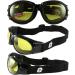 Two Pairs Birdz Bald Eagles Motorcycle Goggles - Glossy Black Frame, Smoke & Yellow Lenses - Buy Online on GoSupps.com