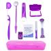 HRASY Portable Orthodontic Oral Care Kit for Braces Interdental Brush Dental Floss Tooth Floss Cleaning Set (Purple)