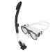 Janzoom Snorkles Adults Set, Tempered Glass Goggles Adjustable Buckle Snorkel Set with Dry Top Snorkel Tube for Diving Black