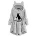 Bigfanshu Women's Coat Hoodies Sweatshirt Fleece Embroidery Cat Ears Button Hem Hoodie Top Pocket Female Blouse Gray