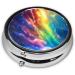 Colorful Nebula Portable Pill Box - 3-Compartment Metal Organizer for Small Pills | Travel Essential | Hinged Design | International Shipping Available - Buy Online on GoSupps.com
