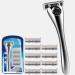 Men's razor manual razor with black leather pouch 9 razor blades stainless steel holder