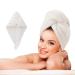 LTBL microfiber hair cloth wrap large double-layer thickened hair drying towel with button fast drying hair towels for women (Pearl White)
