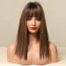 Buy Medium Length Fluffy Straight Synthetic Wig with Bangs - Glueless Natural Ombre Colorful Bob Wig for Women - International Shipping Available - Buy Online on GoSupps.com