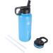 ThermoFlask Bottle with Chug Lid & Straw Lid - Insulated Stainless Steel Water Bottle with Leak-Proof Lids - Capri - 32 Oz