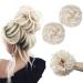 SARLA 2PCS Messy Hair Bun Hair Piece Small Scrunchies Synthetic Bun Hairpieces for Women Girls Updo Hair Extensions (Platinum Blonde-2PCS)