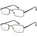 Bifocal Reading Glasses 2 Pack Metal Full Rim Readers Rectangle Glasses for Reading Men and Women +2.5 Black and Brown 2.5 x