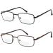 Bifocal Reading Glasses 2 Pack Metal Full Rim Readers Rectangle Glasses for Reading Men and Women +1.5 Black and Brown 1.5 x