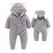 Ceguimos Newborn Baby Jacket Snowsuit Hooded Romper Jumpsuit Warm Fleece Cartoon Bear 0-12 Months Grey 3-6 Months