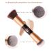 Buy Rose Gold 2-in-1 Face Foundation Brush - Double Ended Blush & Loose Powder Makeup Tool for Perfect Blending - Buy Online on GoSupps.com